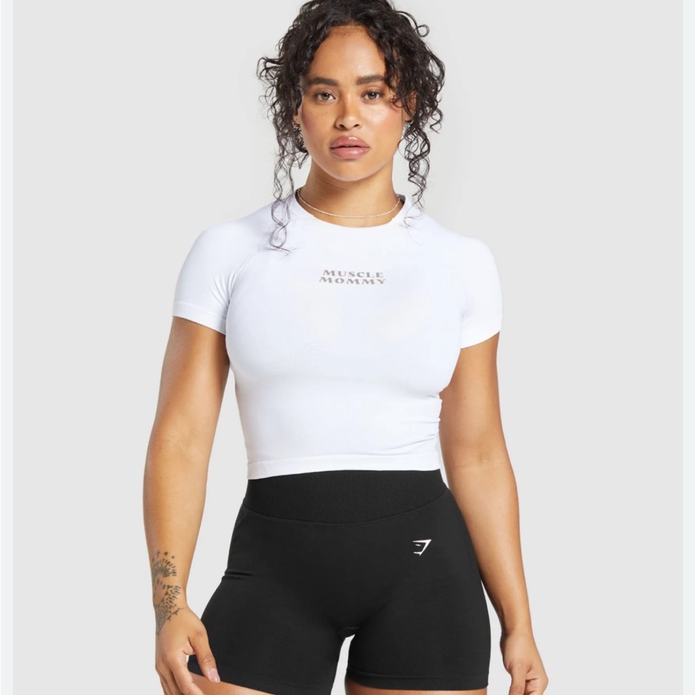 Gymshark White muscle mommy Athletic Top
